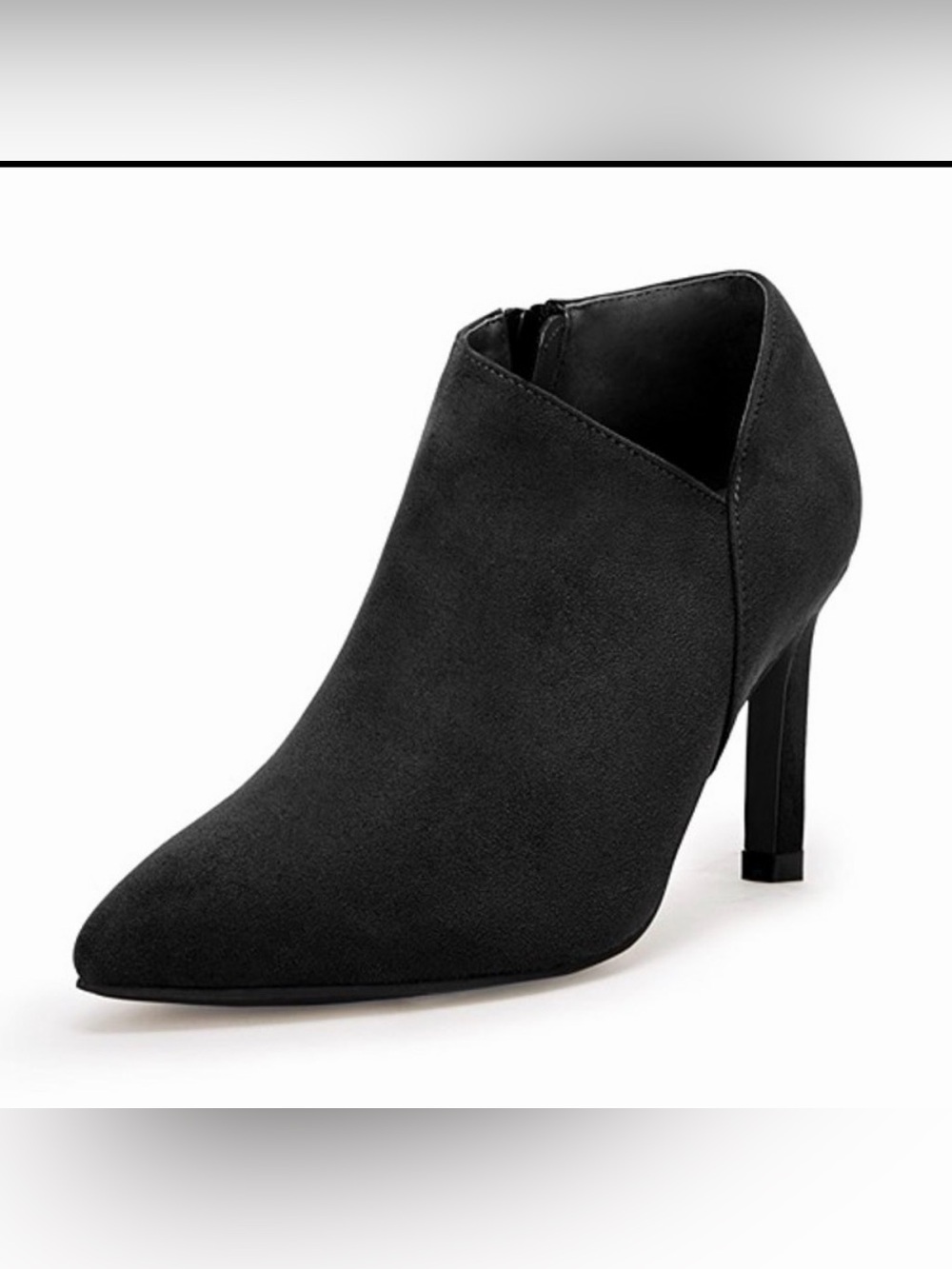 Black Suede Pointed Toe High Heel Ankle Boot